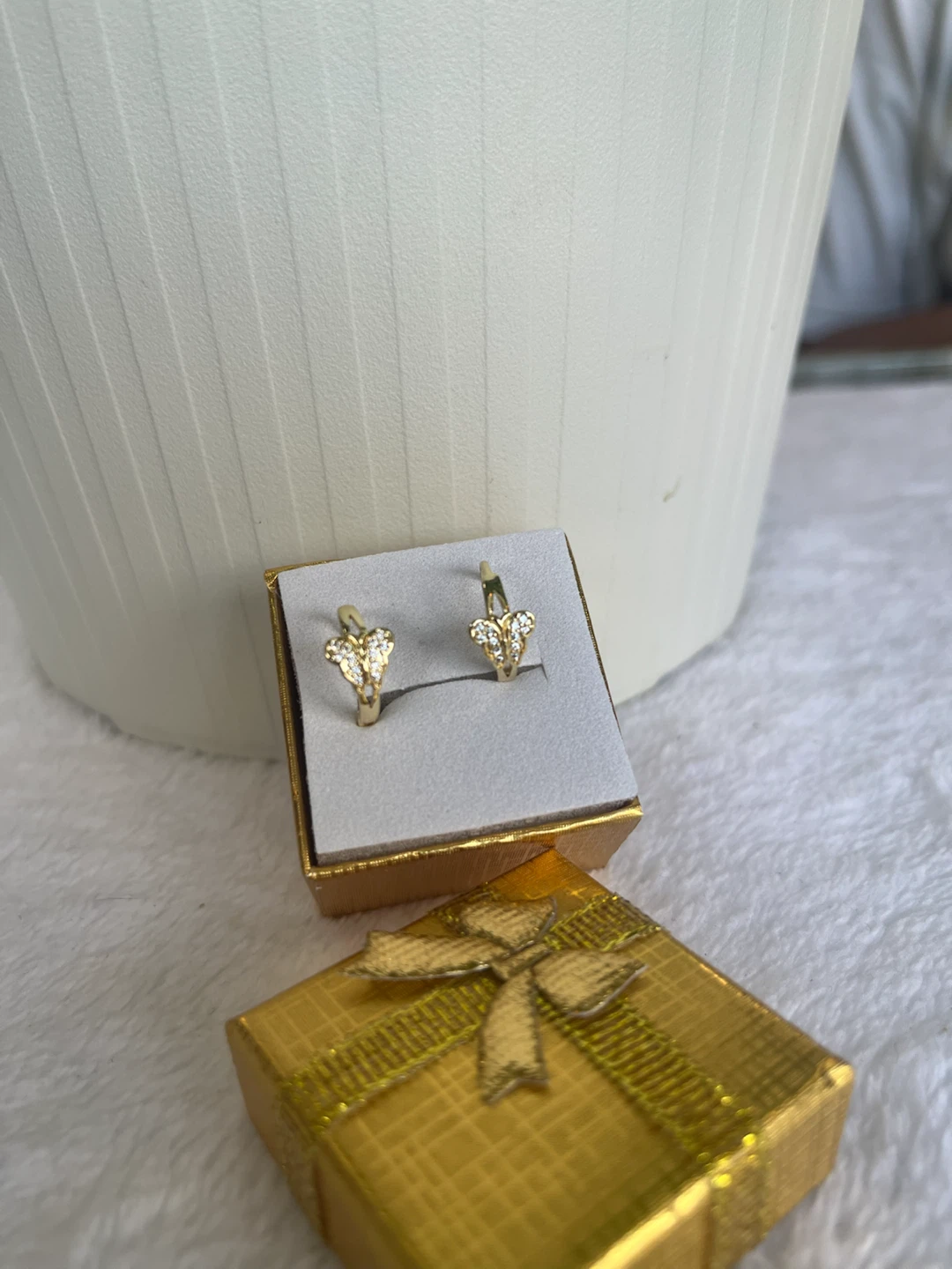 Gold Butterfly Earrings with Crystals