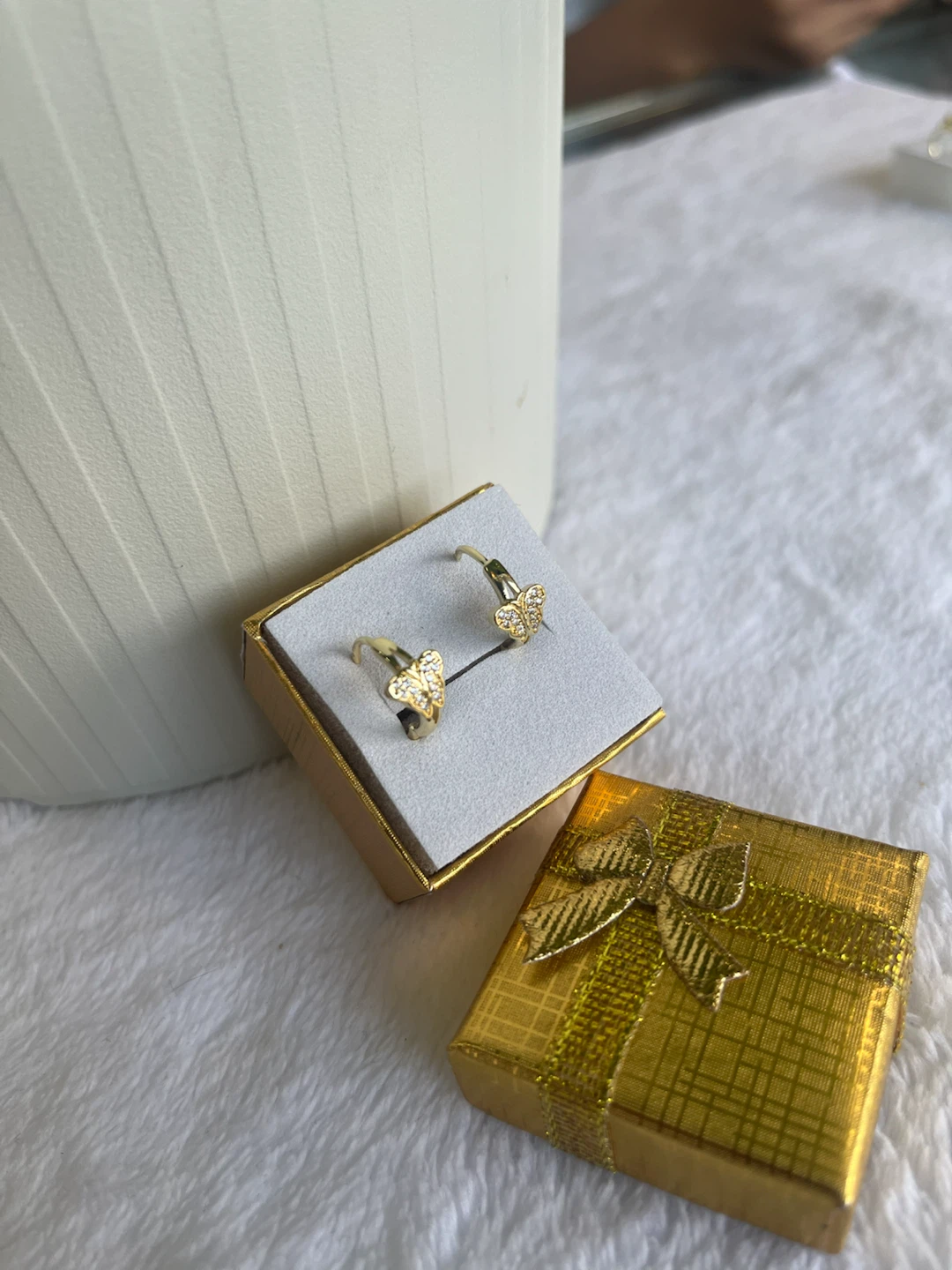 Gold Butterfly Earrings with Crystals - photo 2