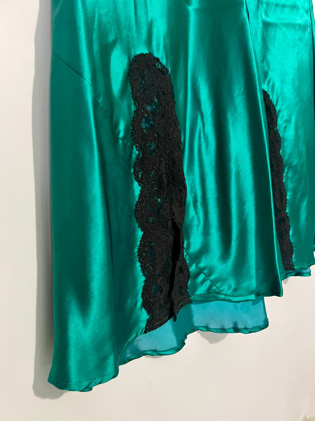Emerald Green Silk Slip Skirt & Bralette Set - photo 4