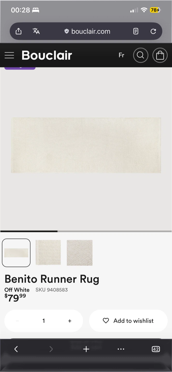 Bouclair Benito Runner Rug Off White