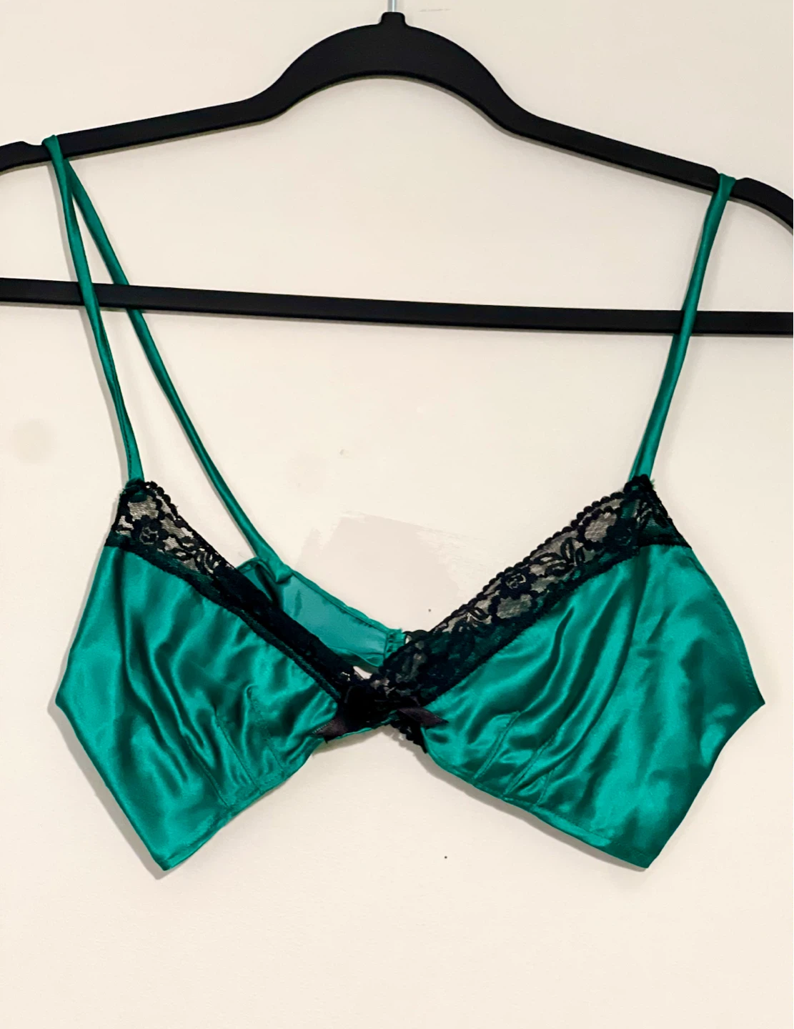 Emerald Green Silk Slip Skirt & Bralette Set - photo 2