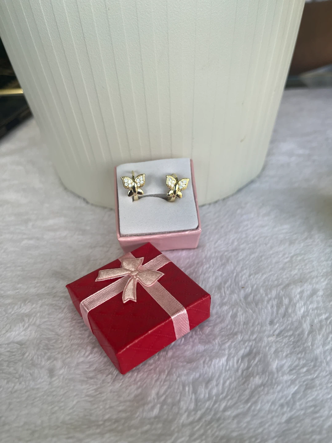Gold Butterfly Earrings with Crystals