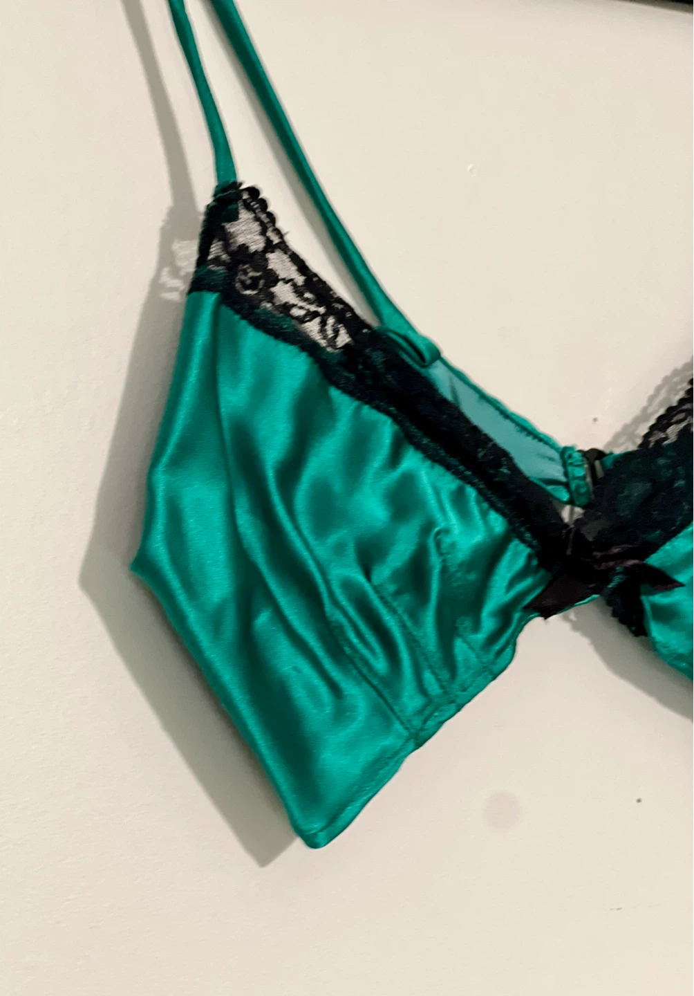 Emerald Green Silk Slip Skirt & Bralette Set - photo 5
