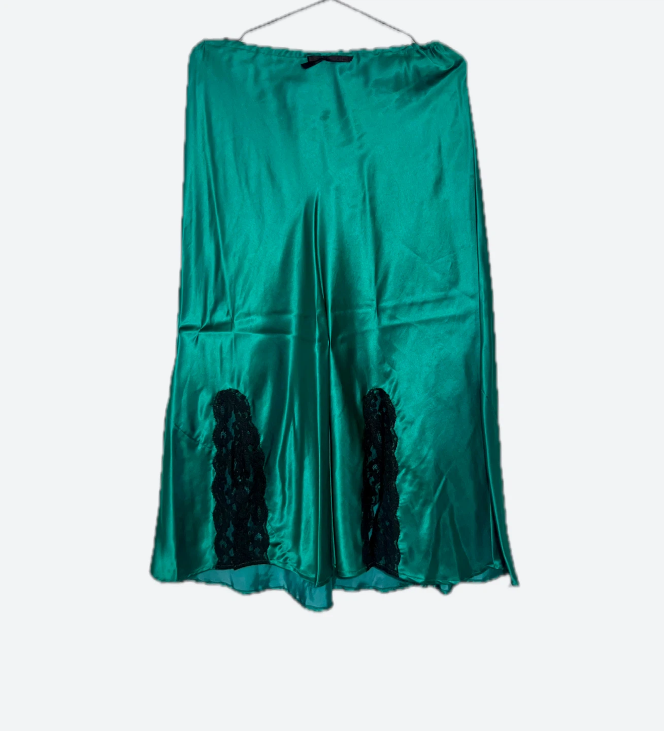 Emerald Green Silk Slip Skirt & Bralette Set - photo 3