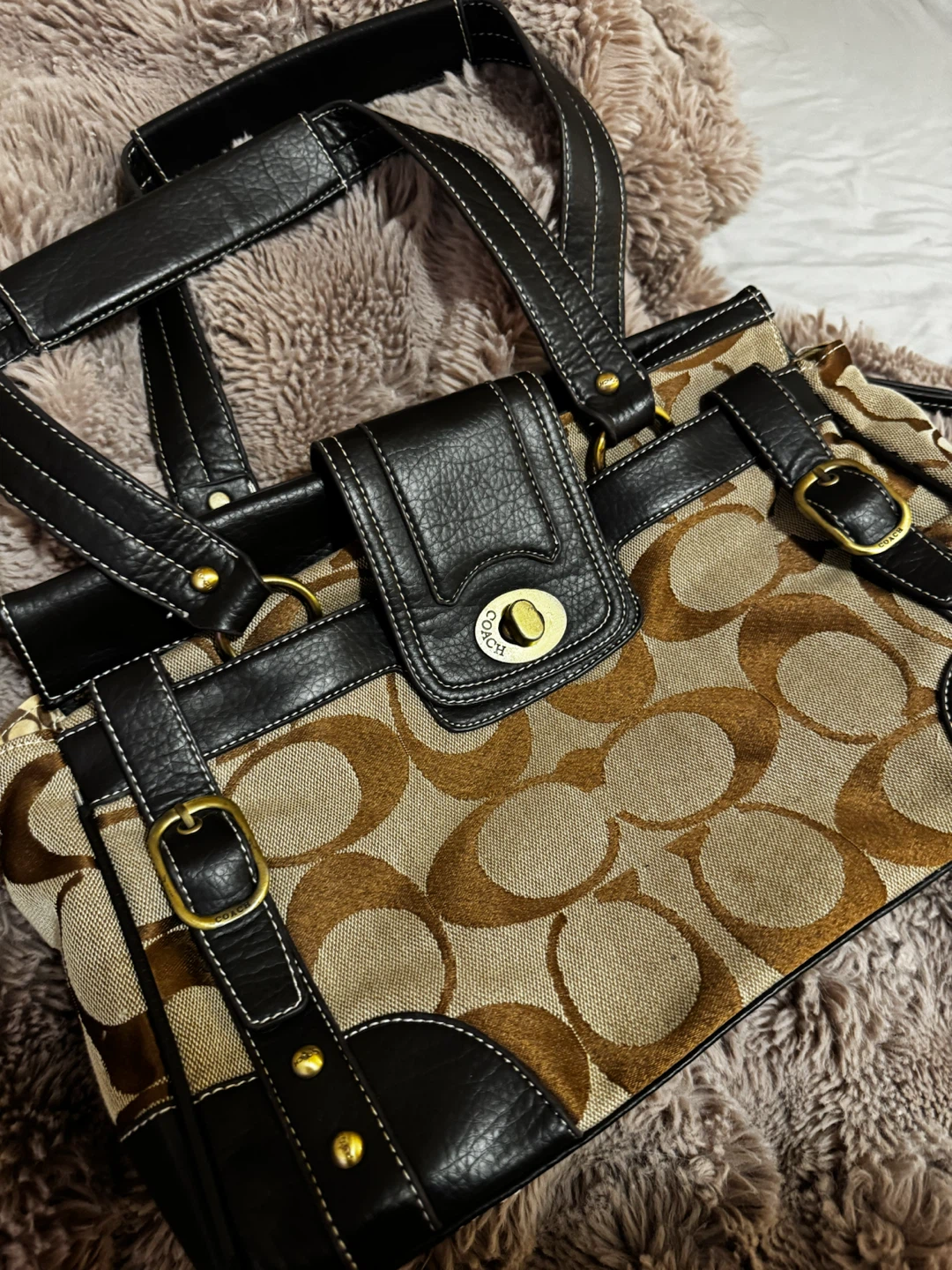 Coach Signature C Monogram Canvas & Leather Satchel Handbag - photo 2