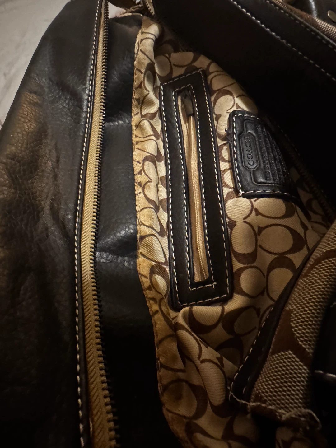 Coach Signature C Monogram Canvas & Leather Satchel Handbag - photo 4