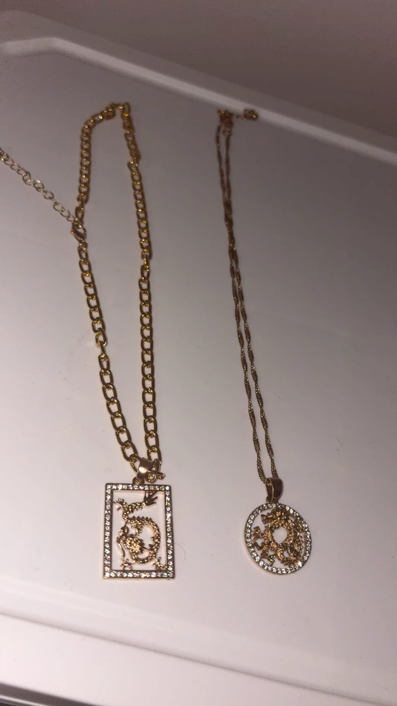 Gold Dragon Necklaces (Set of 2)