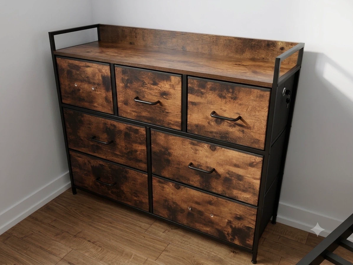 7-Drawer Dresser with Wood Top