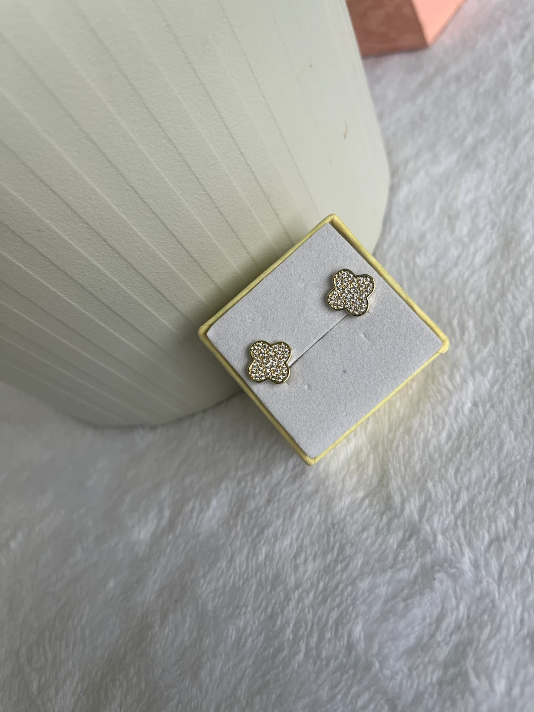 Clover Stud Earrings with Crystals