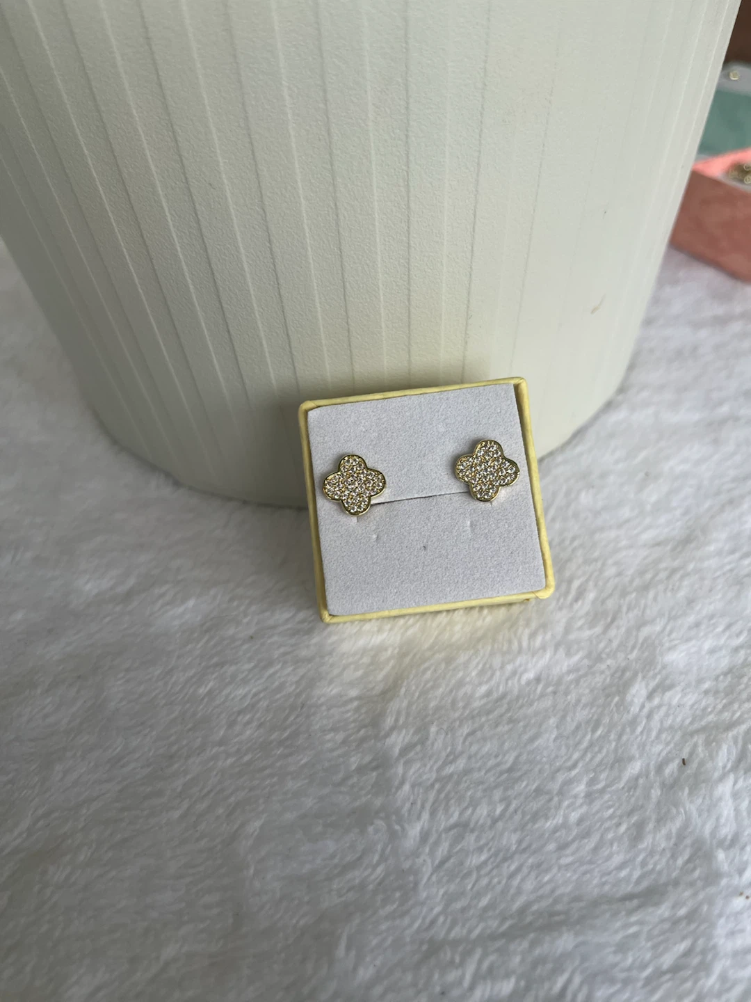 Clover Stud Earrings with Crystals - photo 2