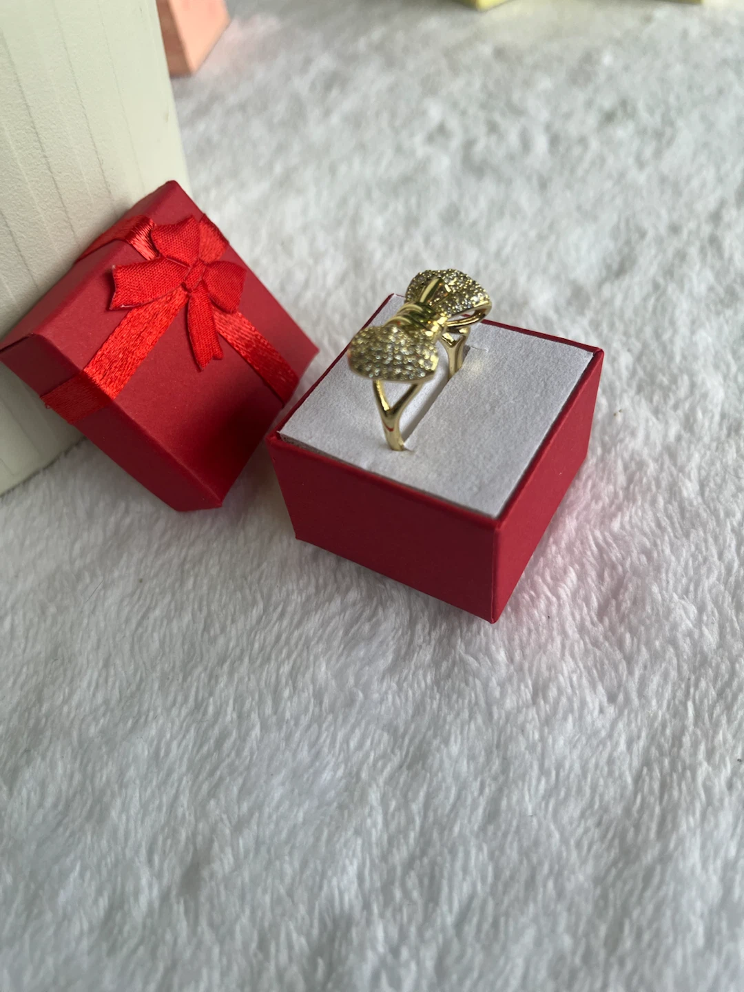 Gold Tone Bow Ring with Crystals - photo 2