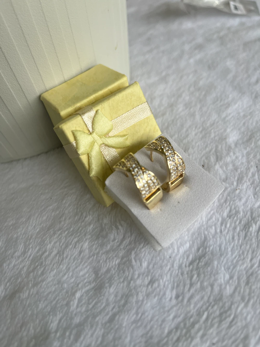 Gold Tone Hoop Earrings with Crystals - photo 2