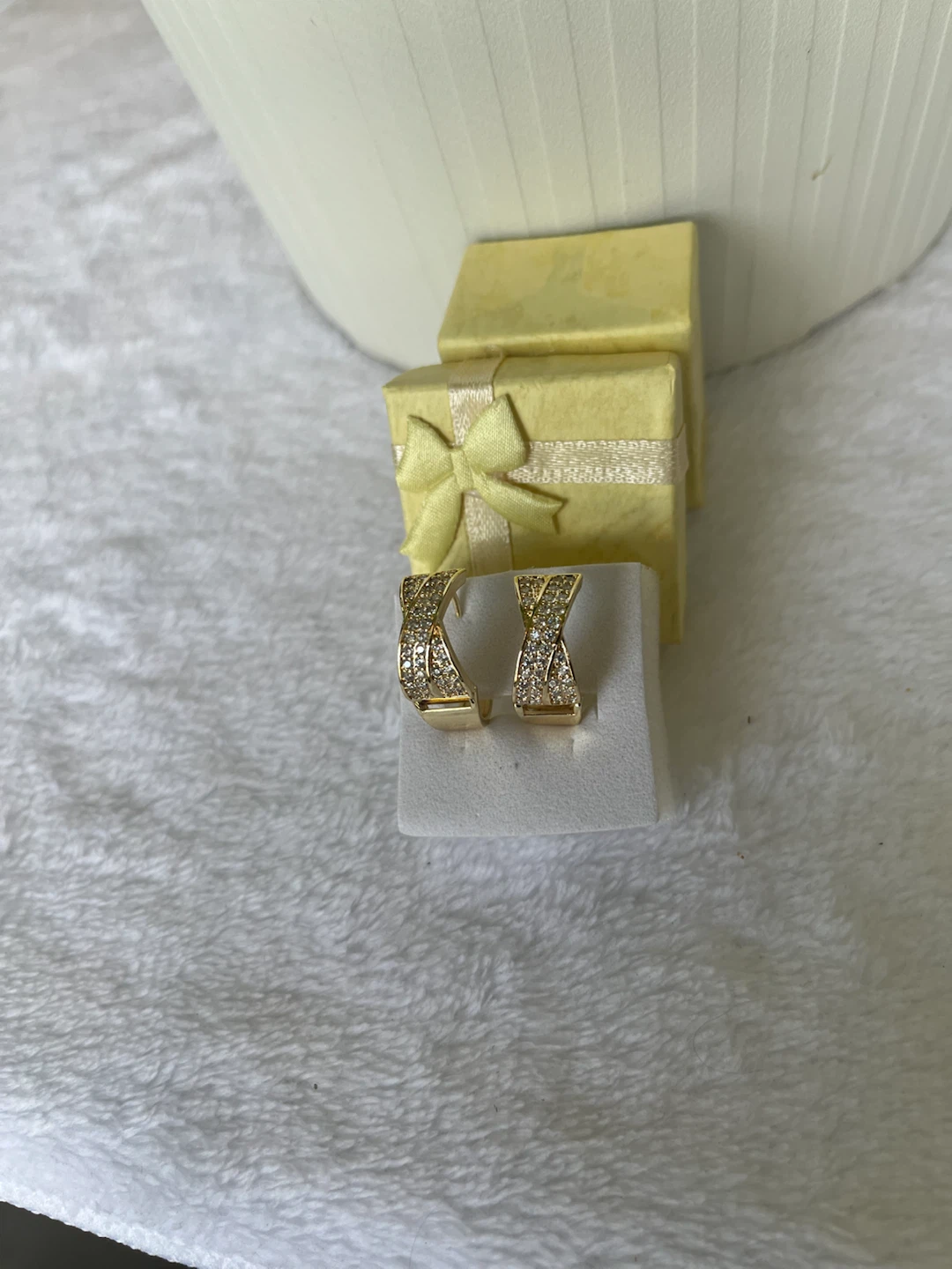 Gold Tone Hoop Earrings with Crystals - photo 3