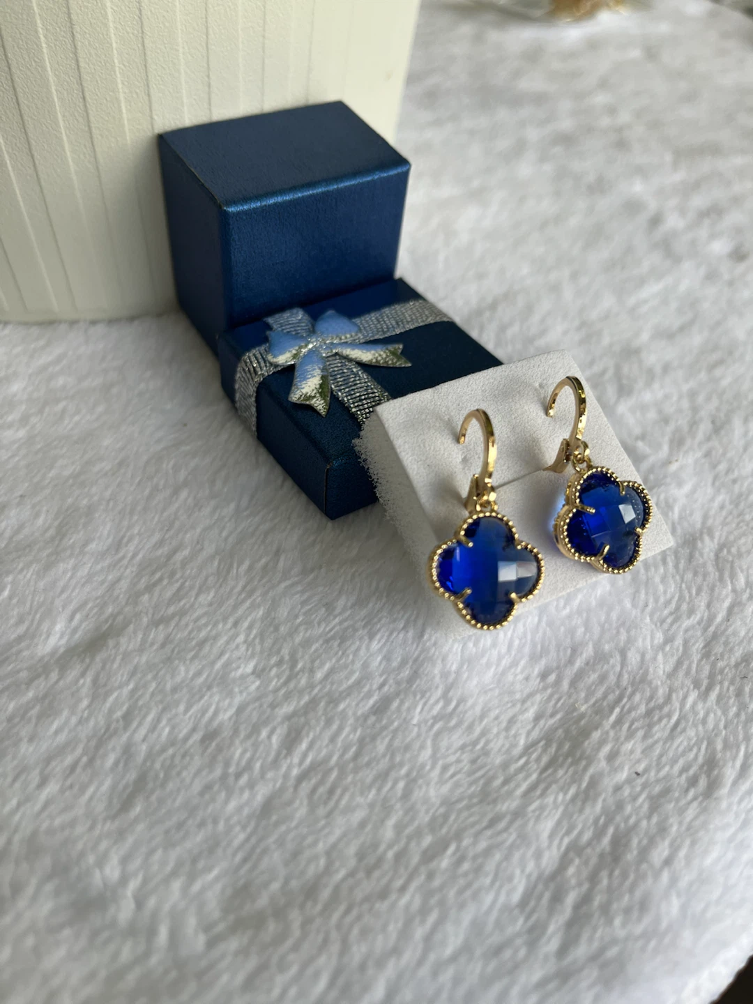 Blue Clover Earrings with Gift Box - photo 2