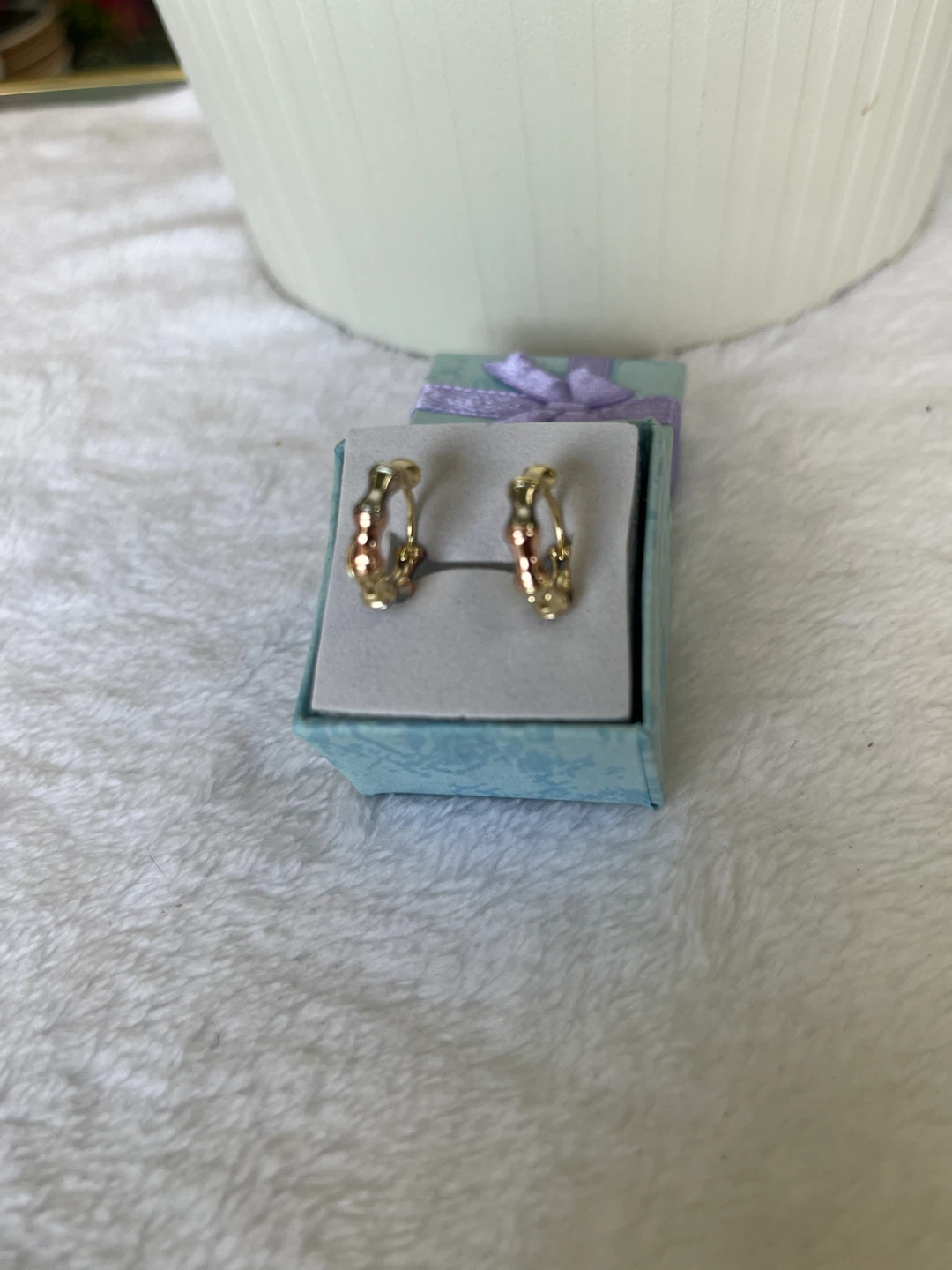 Gold Tone Hoop Earrings in Gift Box