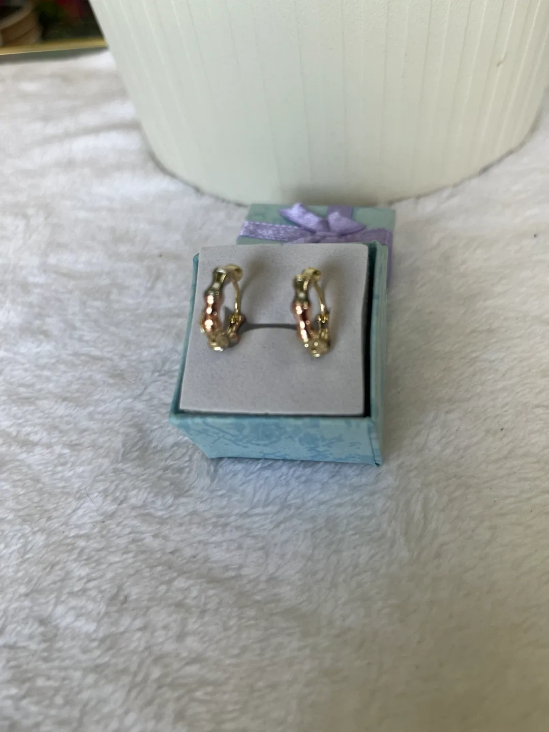 Gold Tone Hoop Earrings in Gift Box