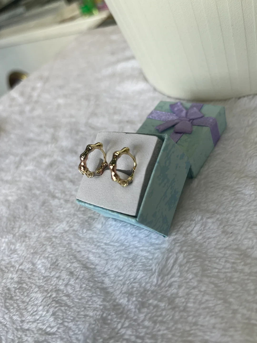 Gold Tone Hoop Earrings in Gift Box - photo 2