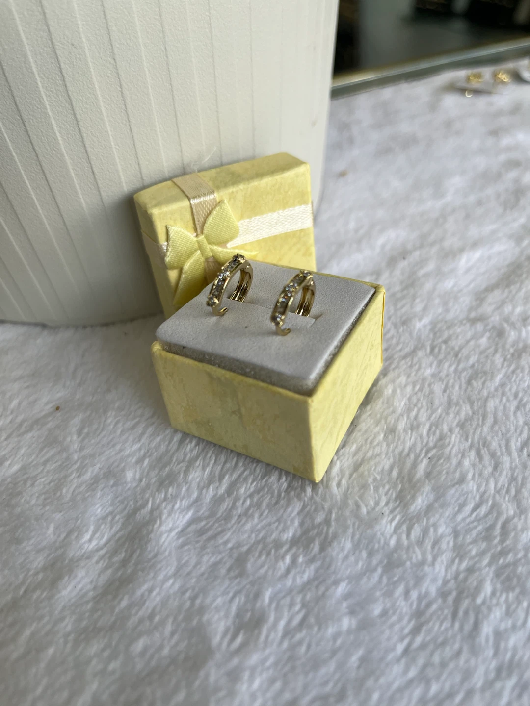 Gold Hoop Earrings with Rhinestones - photo 2