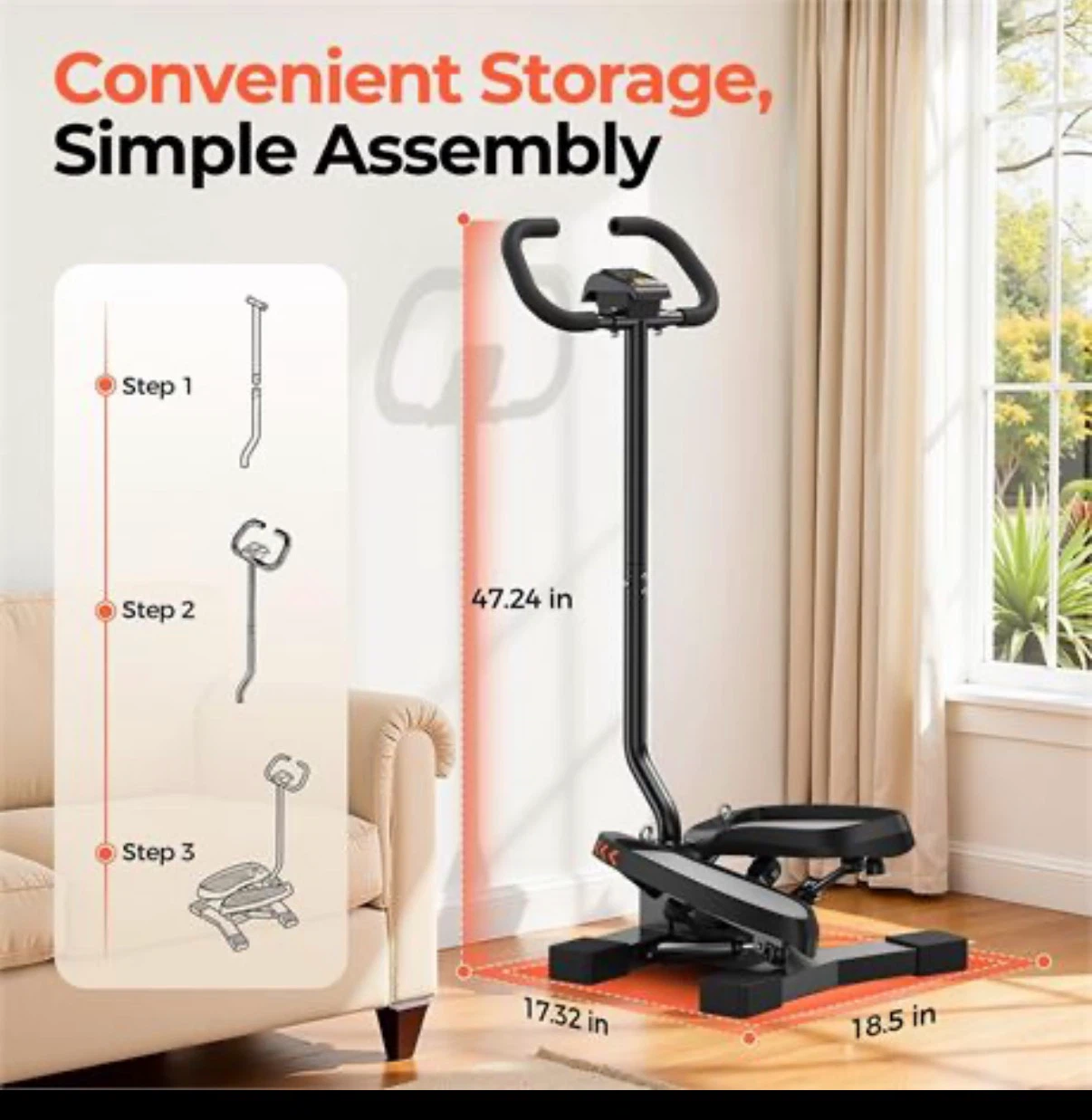 Sportsroyals® Stair Stepper - Black Twist Stepper with Handlebar - photo 3