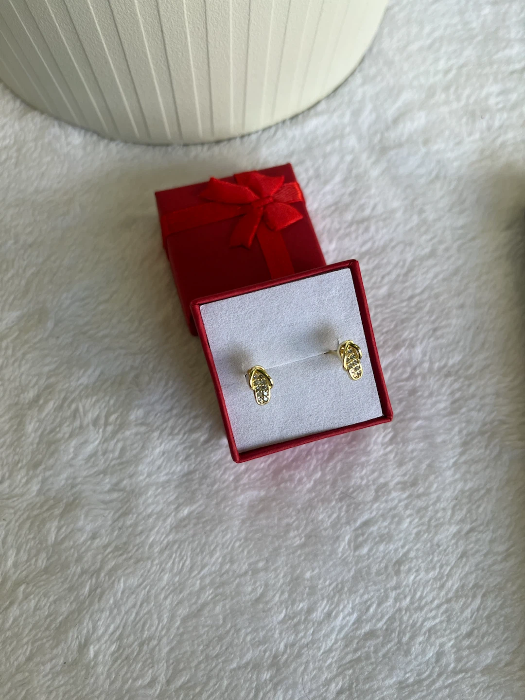 Gold Flip Flop Earrings with Crystals