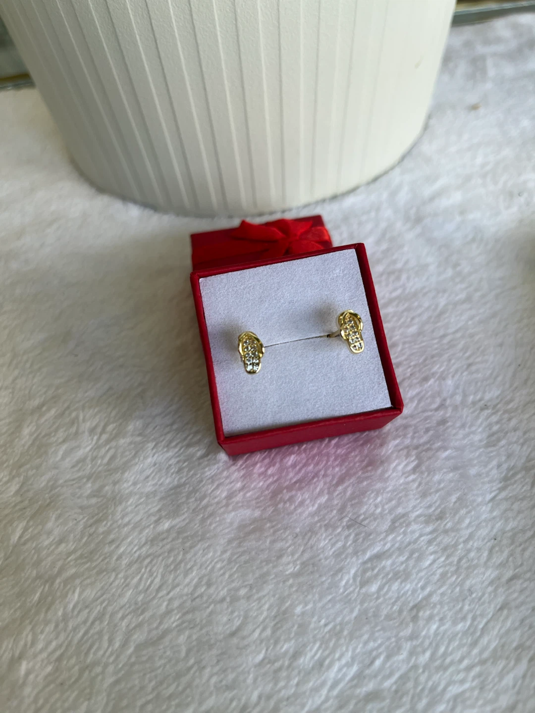 Gold Flip Flop Earrings with Crystals - photo 2