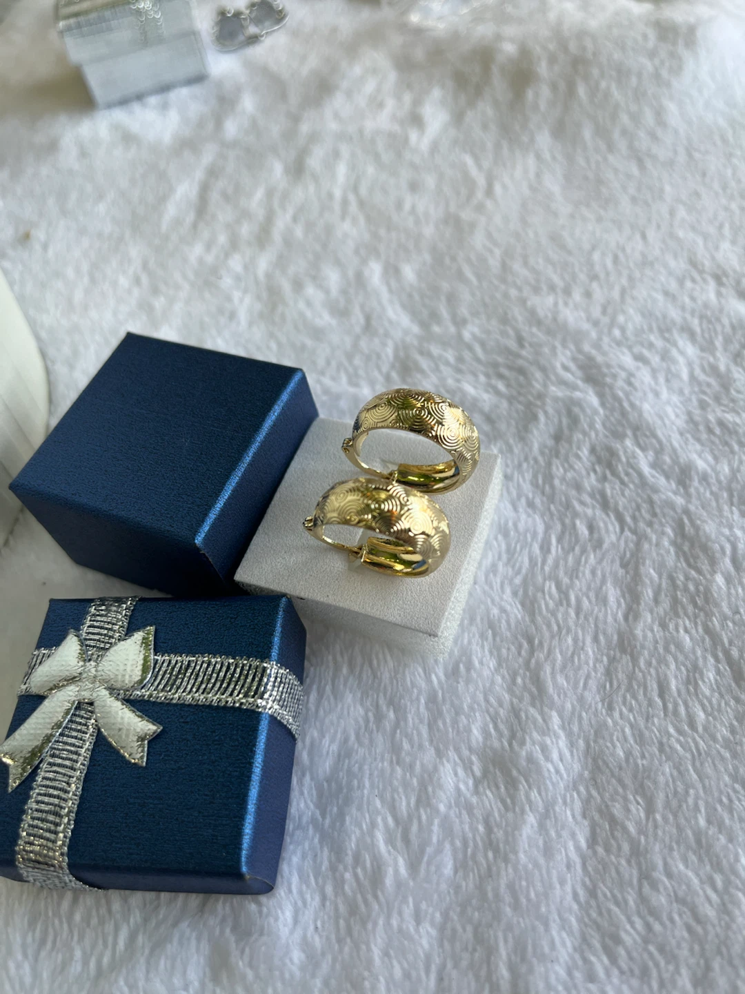 Gold Tone Hoop Earrings with Textured Design - photo 2