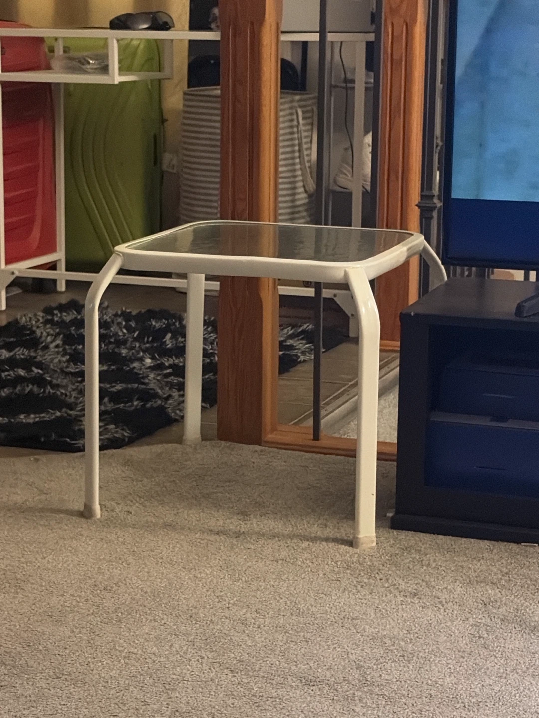 White Square Glass Top Side Table