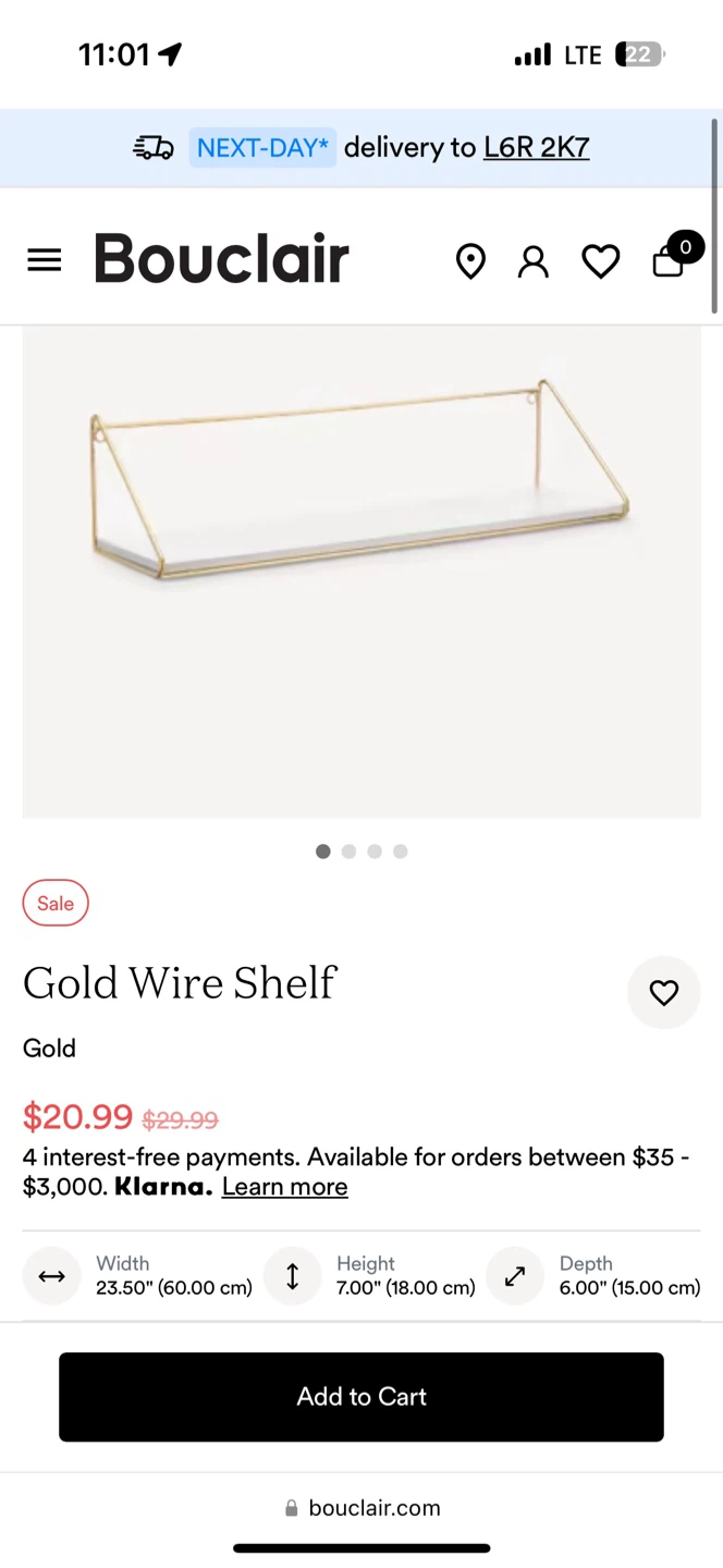 Bouclair Gold Wire Shelf - photo 2