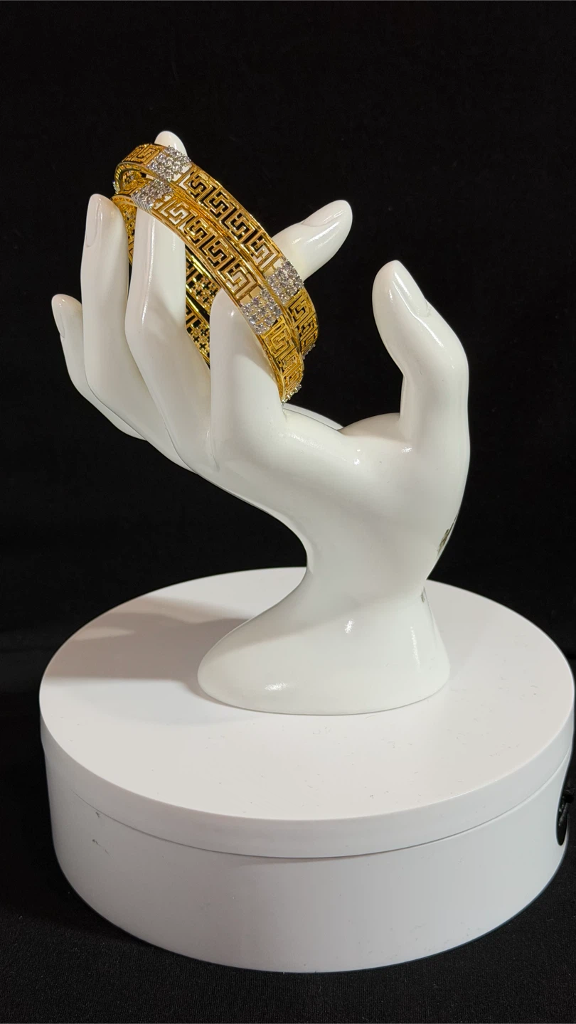 Gold Tone Bangles with Rhinestones - photo 3
