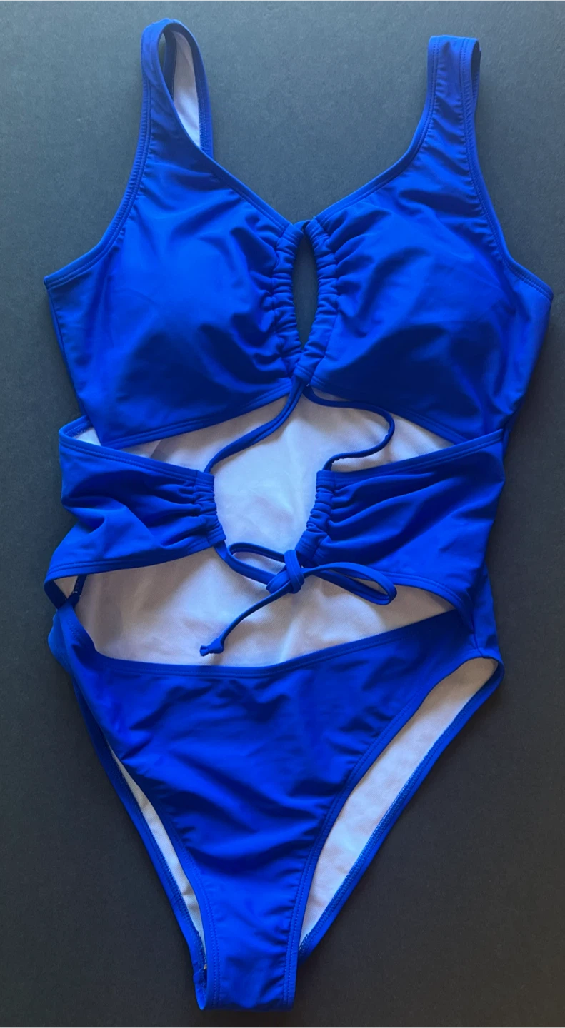 Blue Cutout One-Piece Swimsuit