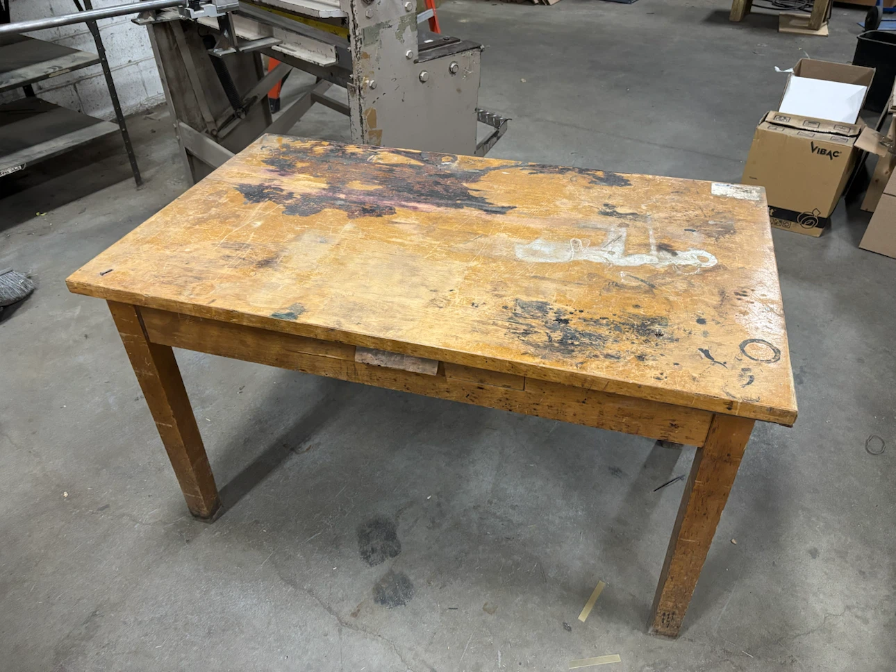 Vintage Wooden Work Table with Drawer