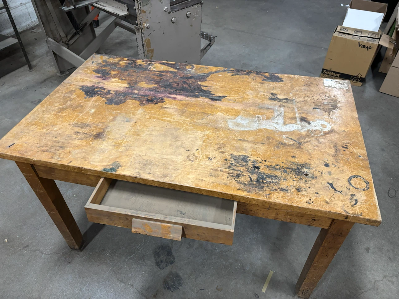 Vintage Wooden Work Table with Drawer - photo 2
