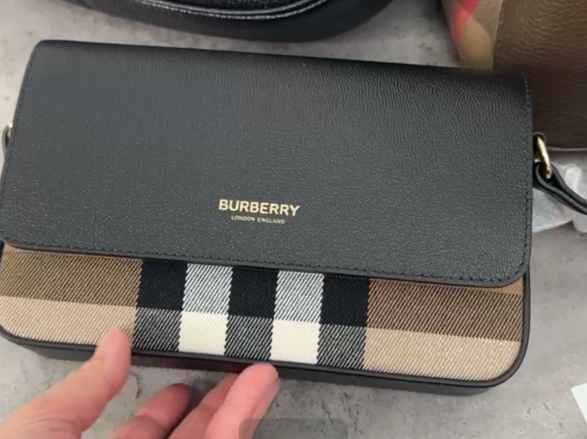 Burberry Black Leather & Plaid Crossbody Bag - photo 2