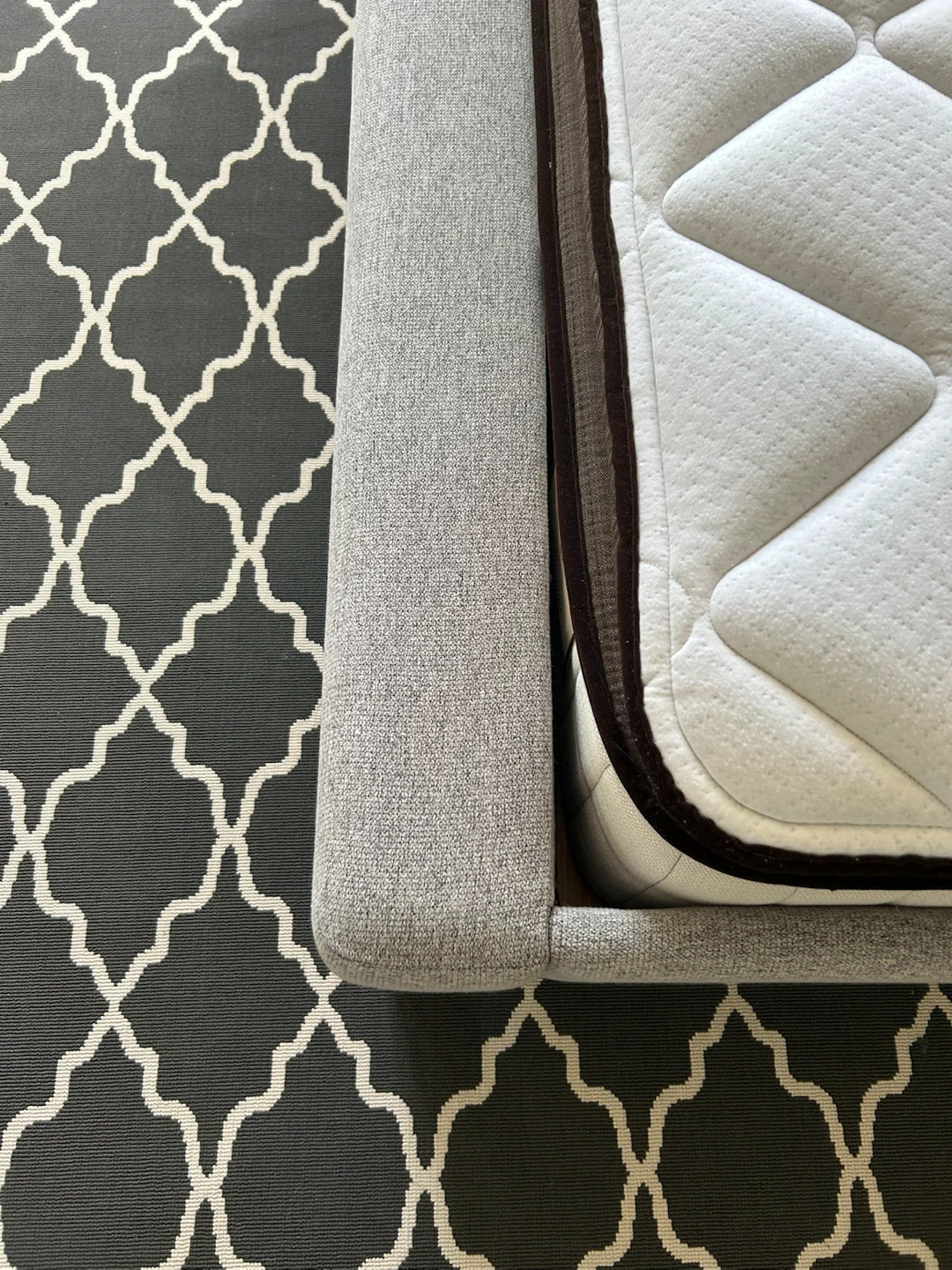 Queen size Grey Fabric Bed Frame with Mattress - photo 2