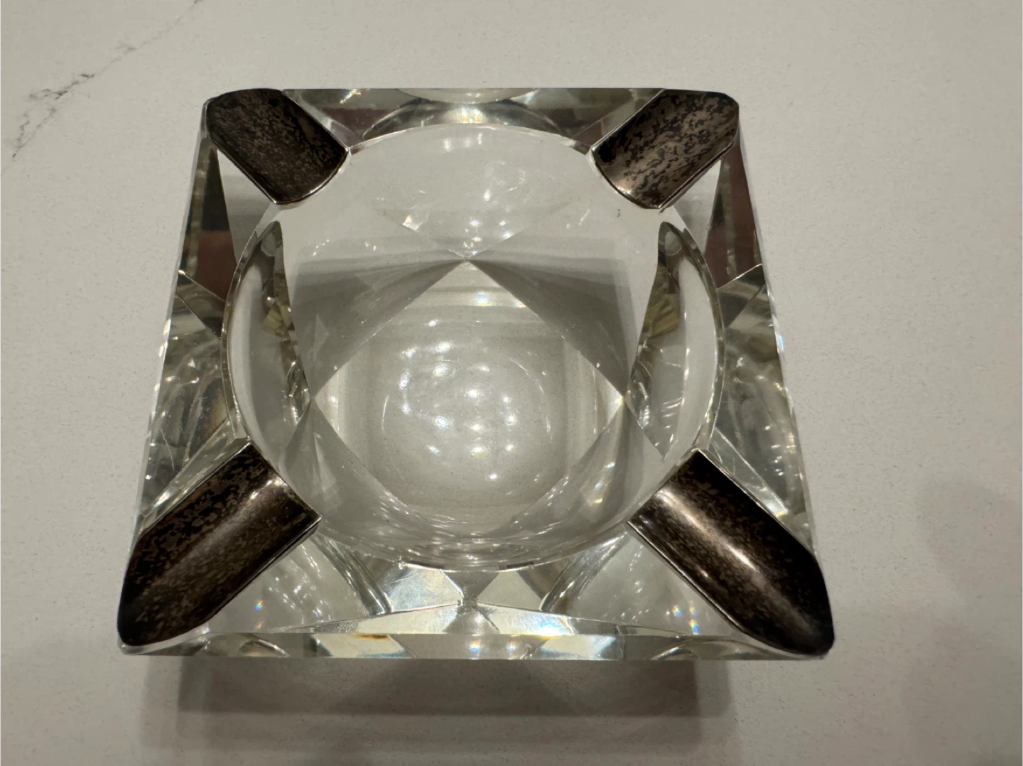 Vintage Crystal Ashtray with Sterling Silver Accents - photo 2