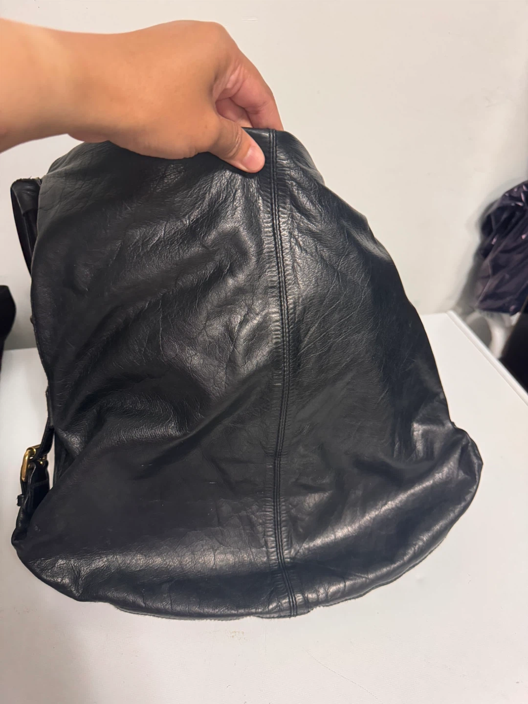 Club Monaco Black Leather Hobo Handbag - photo 4