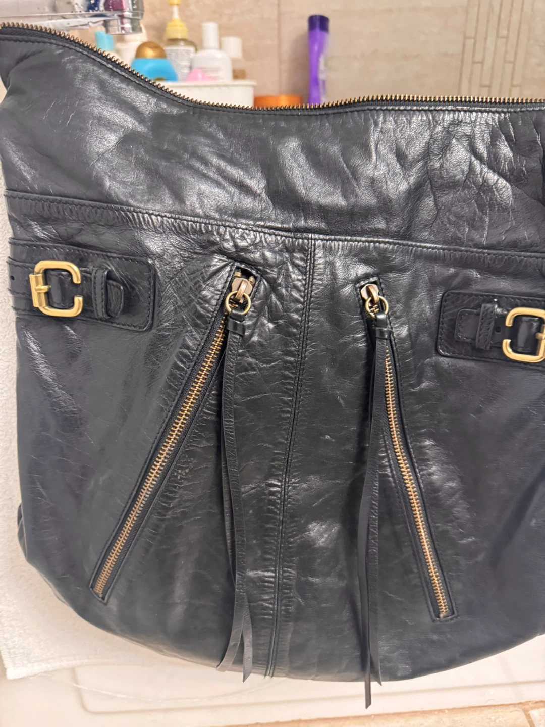 Club Monaco Black Leather Hobo Handbag - photo 2