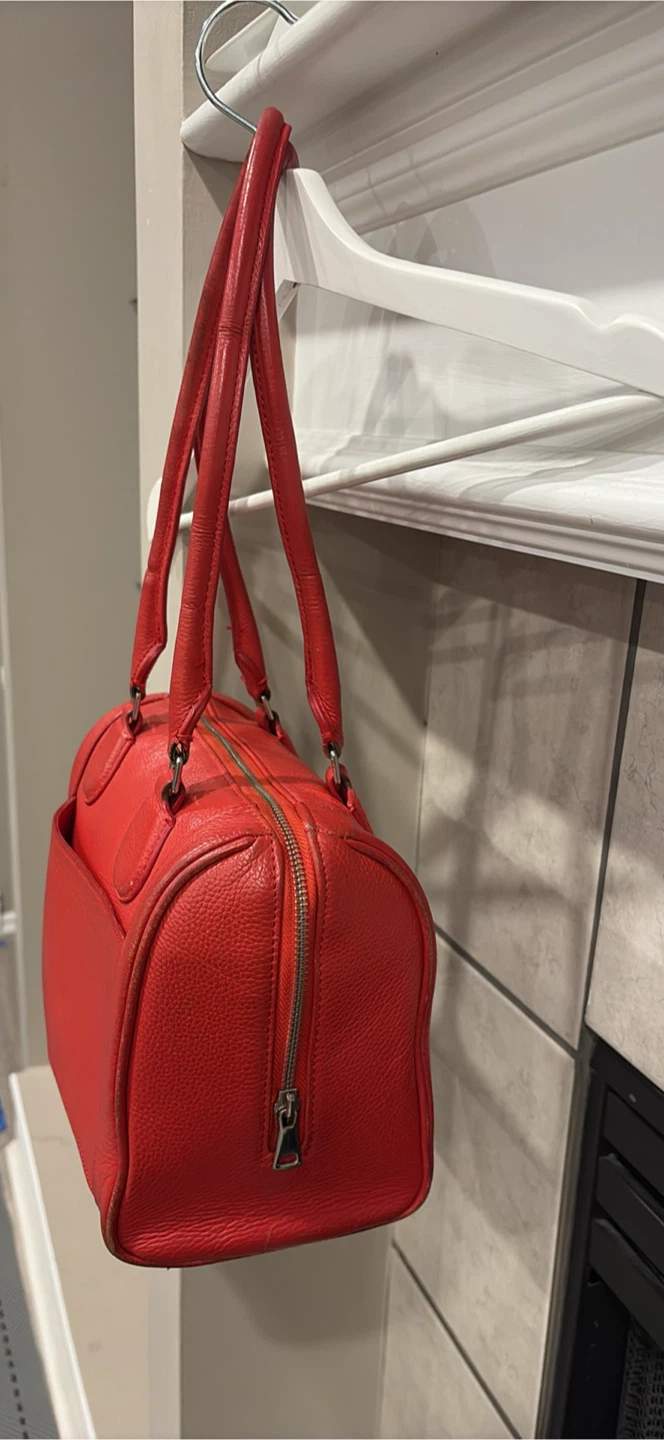 Red Leather Satchel Handbag - photo 2