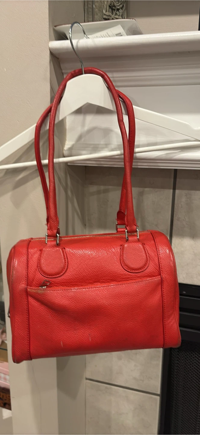 Red Leather Satchel Handbag - photo 3