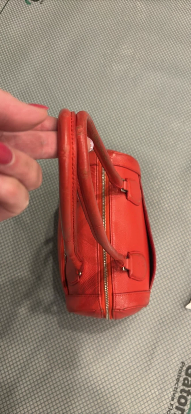 Red Leather Satchel Handbag - photo 5