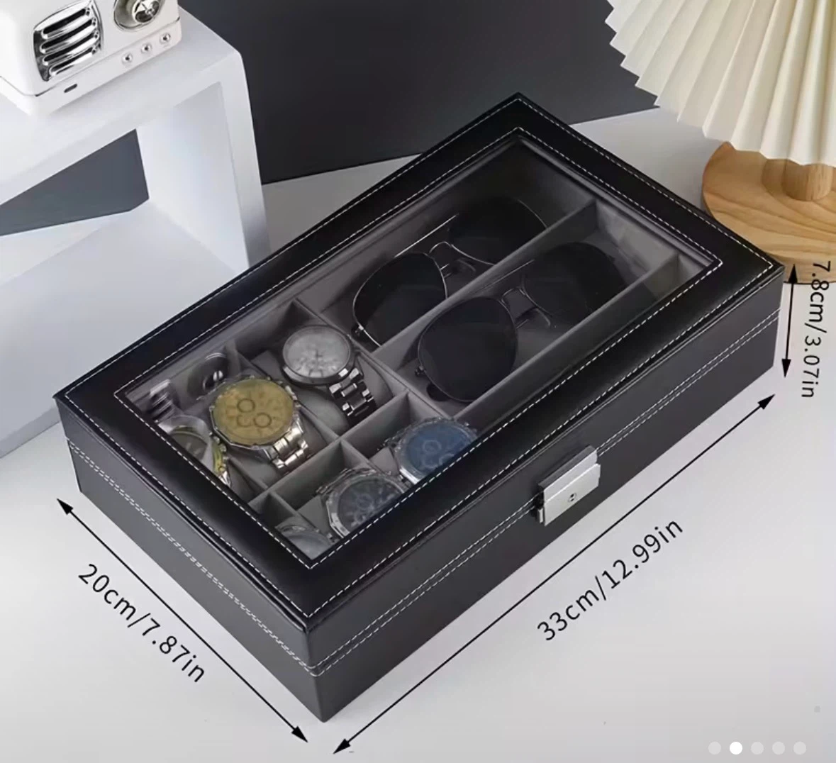 Black Glasses And Watch Combination Storage Box