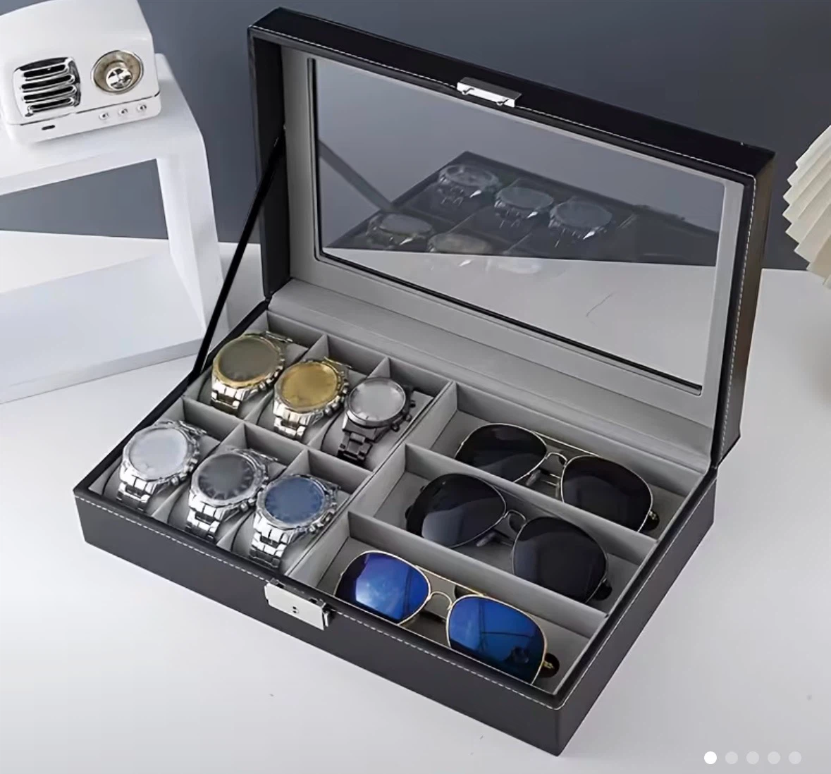 Black Glasses And Watch Combination Storage Box - photo 4