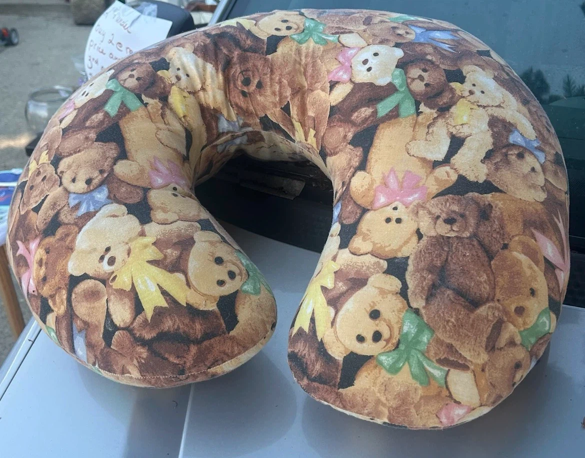 U-Shaped Travel Pillow - Teddy Bear Print