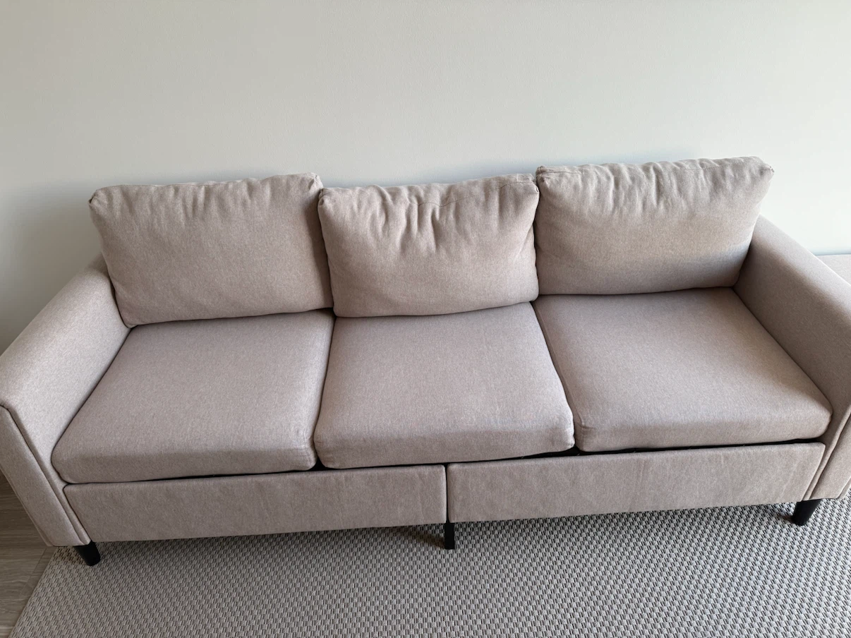 Light Beige Sofa with Ottoman