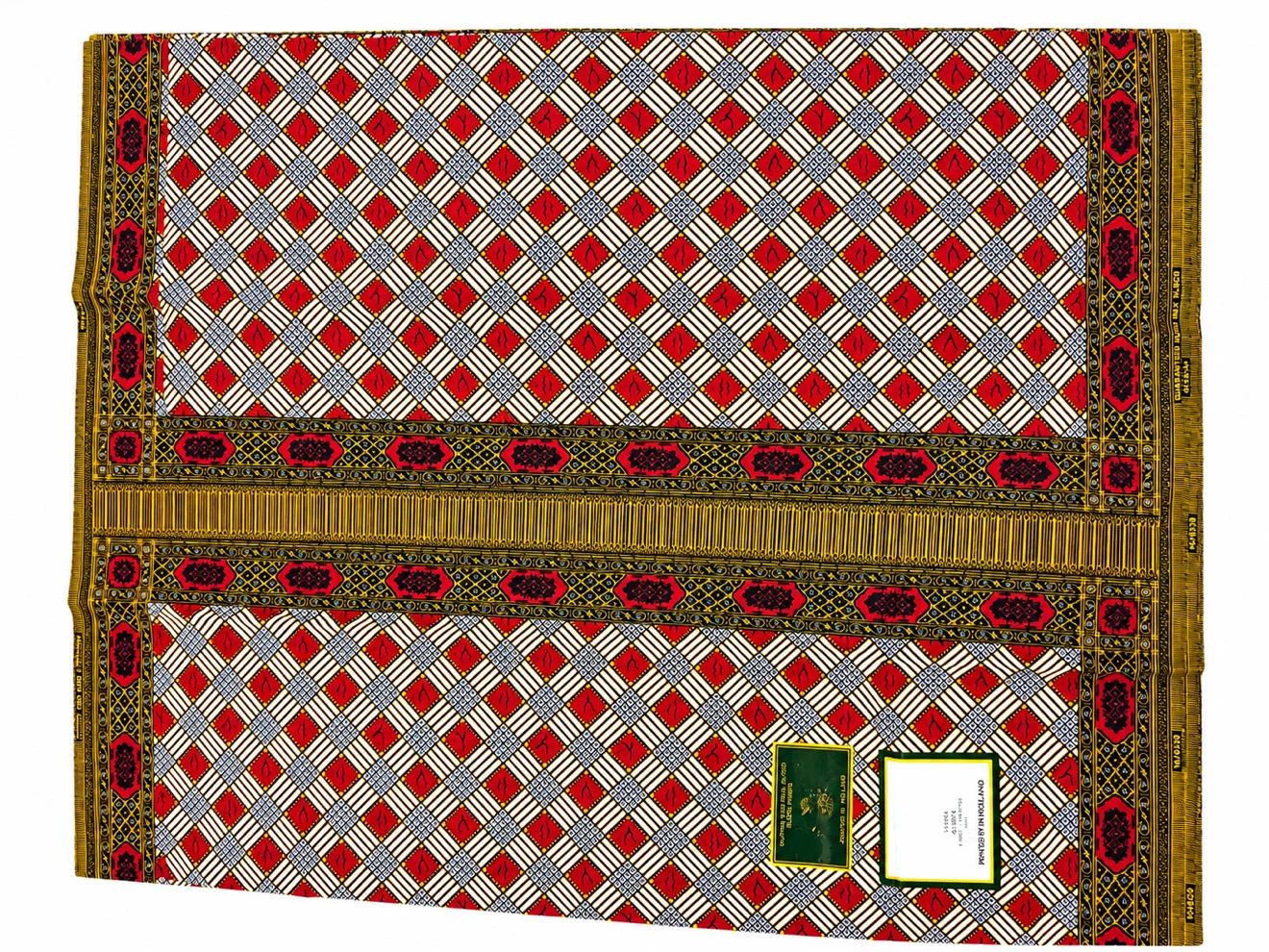 African Wax Print Fabric Red Blue Diamond Pattern - photo 2