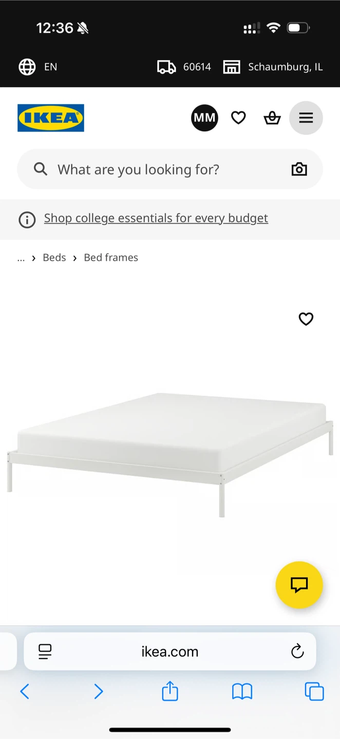 IKEA VEVELSTAD Queen Bed Frame, White - photo 2
