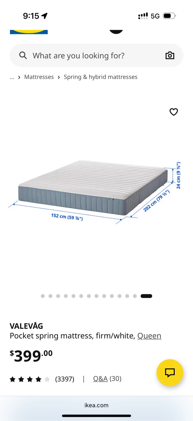 IKEA VALEVÅG Queen Pocket Spring Mattress - Firm/White - photo 2
