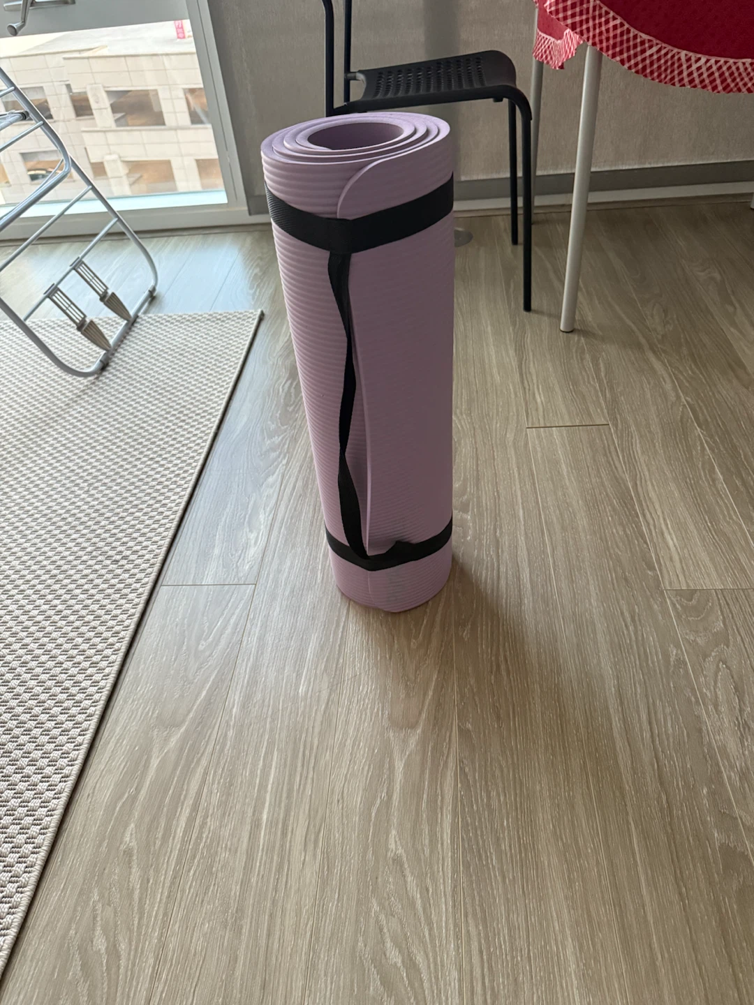 Purple Yoga Mat with Straps