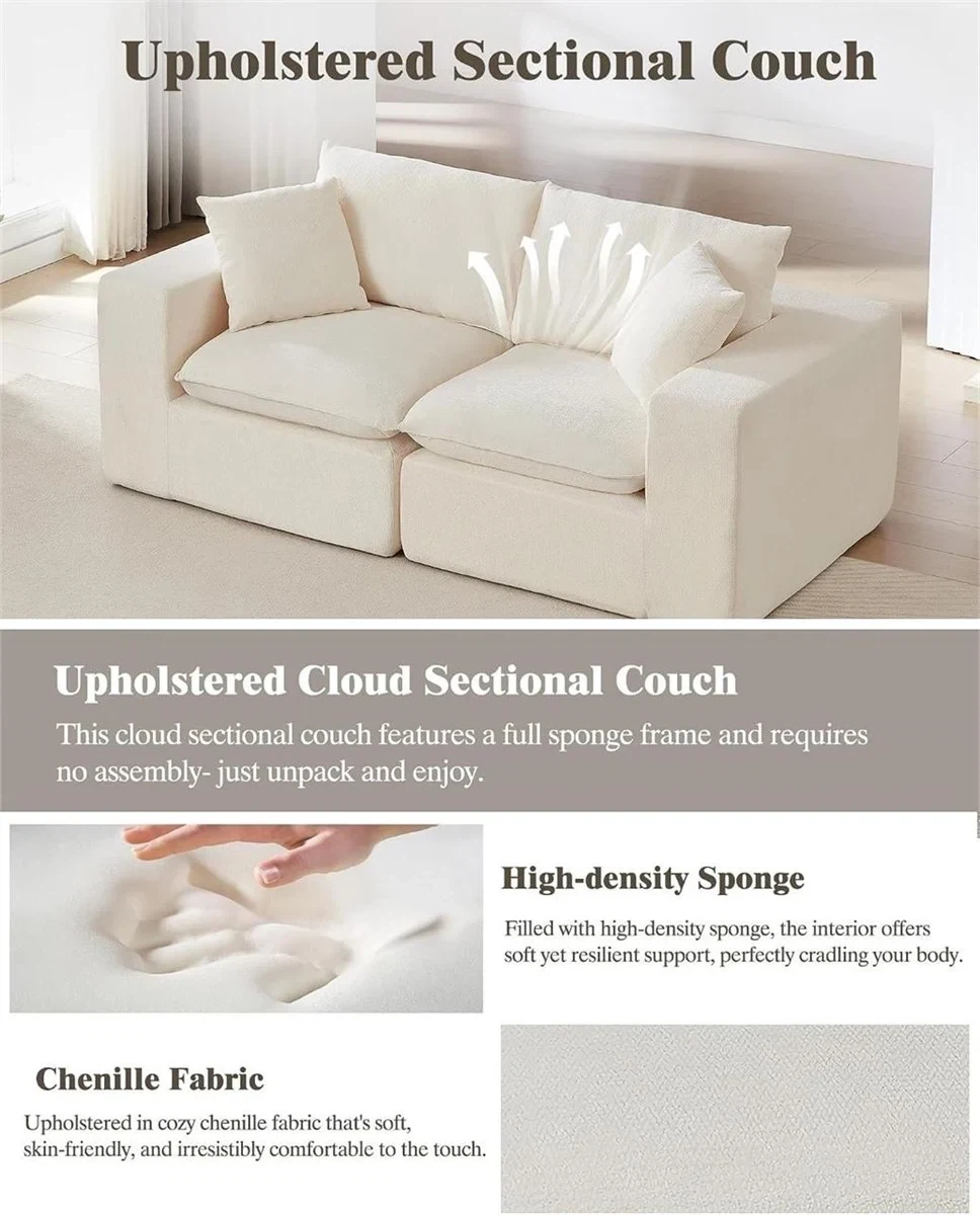 Kunpezy Upholstered Sectional Couch - Chenille Fabric - photo 3