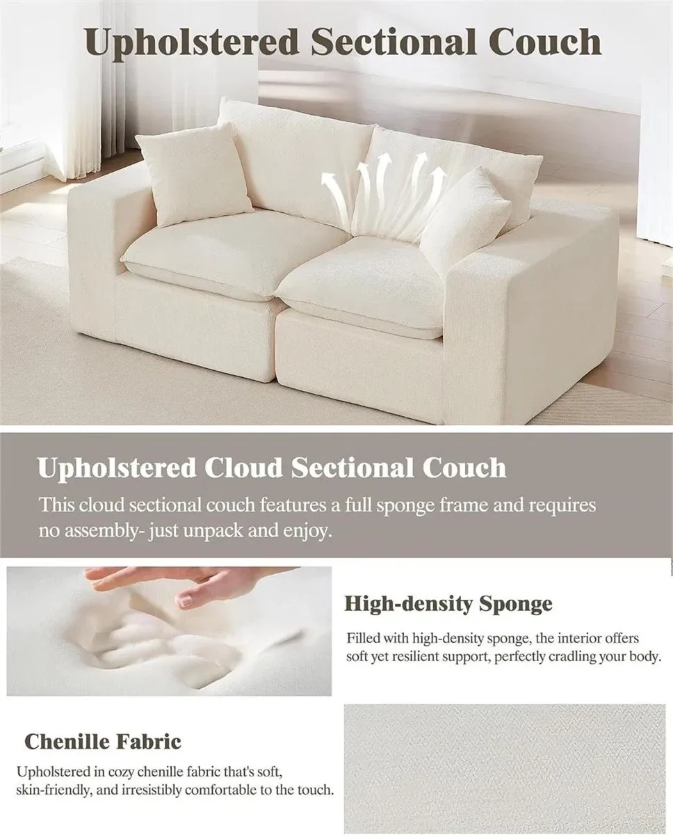 Kunpezy Upholstered Sectional Couch - Chenille Fabric - photo 3